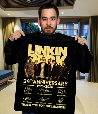 เสื้อยืดอินเทรนด์ผู้ชายอินเทรนด์ผู้หญิงLinkin Park Rock Band 24Th Anniversary 1996 2020 Signature T Shirt Size M 3Xl dWG