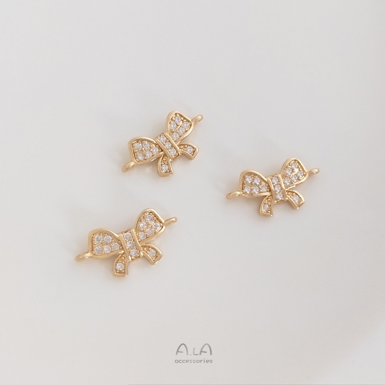 เครื่องประดับdiyขายส่ง-จี้สร้อยคอ-สร้อยข้อมือ-ประดับโบว์-ชุบทอง-14k-ประดับเพทาย-แฮนด์เมด-diy