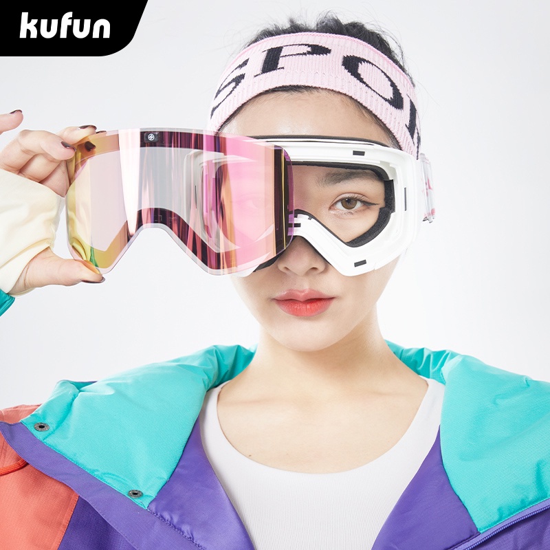 ภาพหน้าปกสินค้าKufun แว่นตาสกี ป้องกันหมอก แม่เหล็ก ทรงกระบอก หิมะ อุปกรณ์สโนว์บอร์ด จากร้าน kufun.th บน Shopee