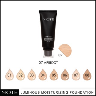 NOTE COSMETICS LUMINOUS MOISTURIZING FOUNDATION 07 APRICOT