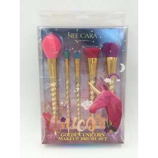 NEE CARA Golden Unicorn Makeup Brush Set 5 Pieces เซ็ทแปรงแต่งหน้า (5 ชิ้น/ชุด)