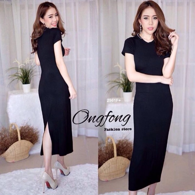 maxxi-dress-ผ้ายืดเข้ารูป-สีพื้น-tw2961