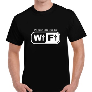 เสื้อยืดสีขาว - ผู้ชายสไตล์หลวมสวมใส่ที่นี่สําหรับ Wifi ตลกอารมณ์ขันอ้างเรื่องตลกบุรุษ Unisex เสื้อ