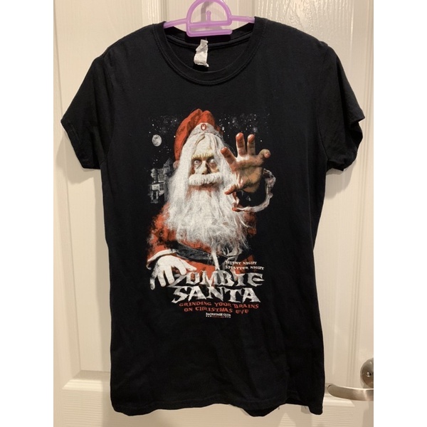 เสื้อยืดผ้าฝ้ายพิมพ์ลายขายดี-เสื้อ-zombie-santa-เสื้อผู้หญิง