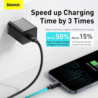Baseus Super Si Quick Charger  20W /30w เครื่องชาร์จเร็ว Black/White（With Simple  Data Cable Type-C to iP 1m ）เครื่องชาร์จเร็ว Iphone 11