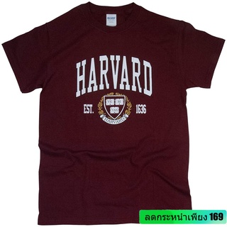 เสื้อยืดแขนสั้น ผ้าฝ้าย พิมพ์ลาย OITY4123TR Harvard University Ly Licensed Crest Maroon สําหรับผู้ชาย FW32W16E23890
