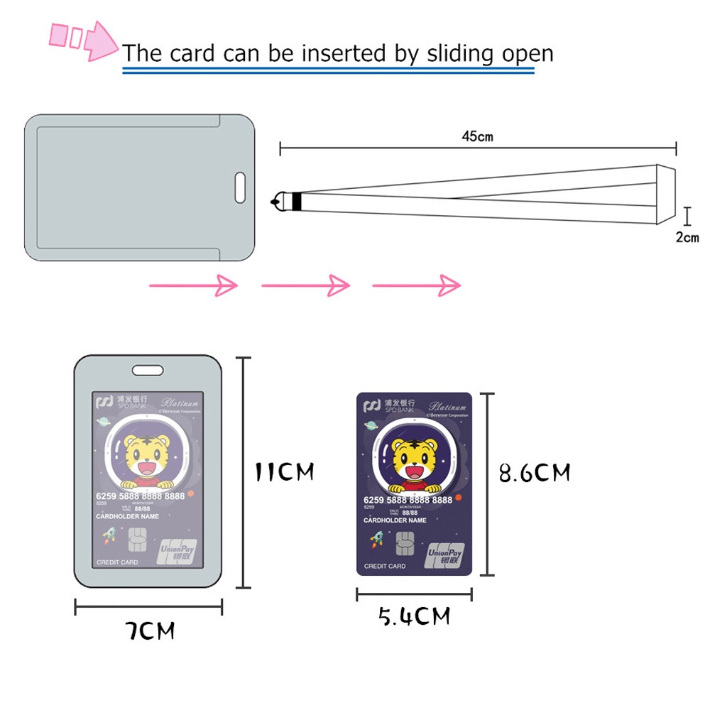 allgoods-กระเป๋าใส่บัตรพร้อมเชือกคล้องลายการ์ตูนรถบัสสําหรับผู้หญิงและผู้ชาย