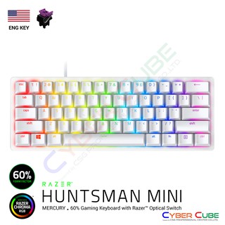 Razer Huntsman Mini Mercury White Edition 60% Gaming Keyboard - Clicky Optical Switch (Purple) - ENG Key คีย์บอร์ดเกม