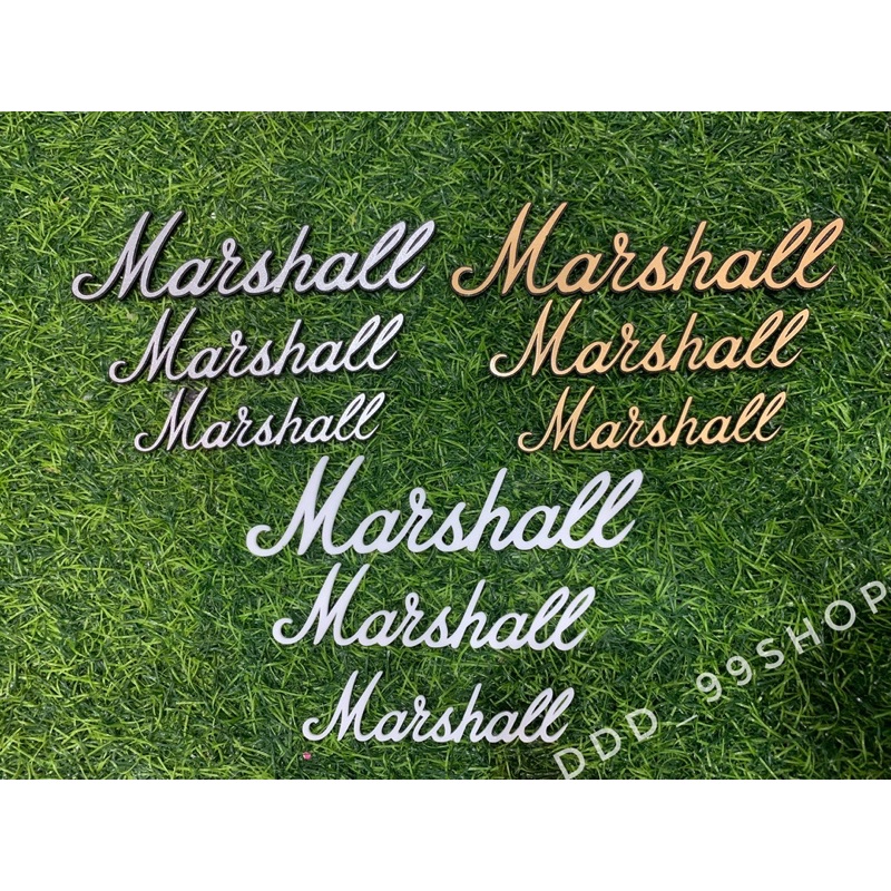 โลโก้-marshall-เหมือนแท้-ติดตู้ลำโพง-diy-ติดตู้แอมป์กีต้าร์-logo-มาแชล-สีเหมือนแท้