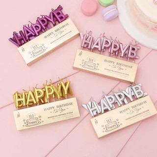 เทียนวันเกิด HAPPY BIRTHDAY สีพาสเทล Classic Cake Decorating Candle, Party Candle, Cake Topper