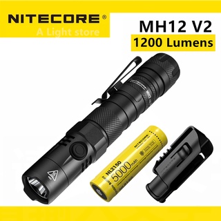 Original NITECORE MH12 V2 Flashlight 1200 Lumens CREE XP-L2 V6 LED USB-C Rechargeable Tactical Torch for Camping Running