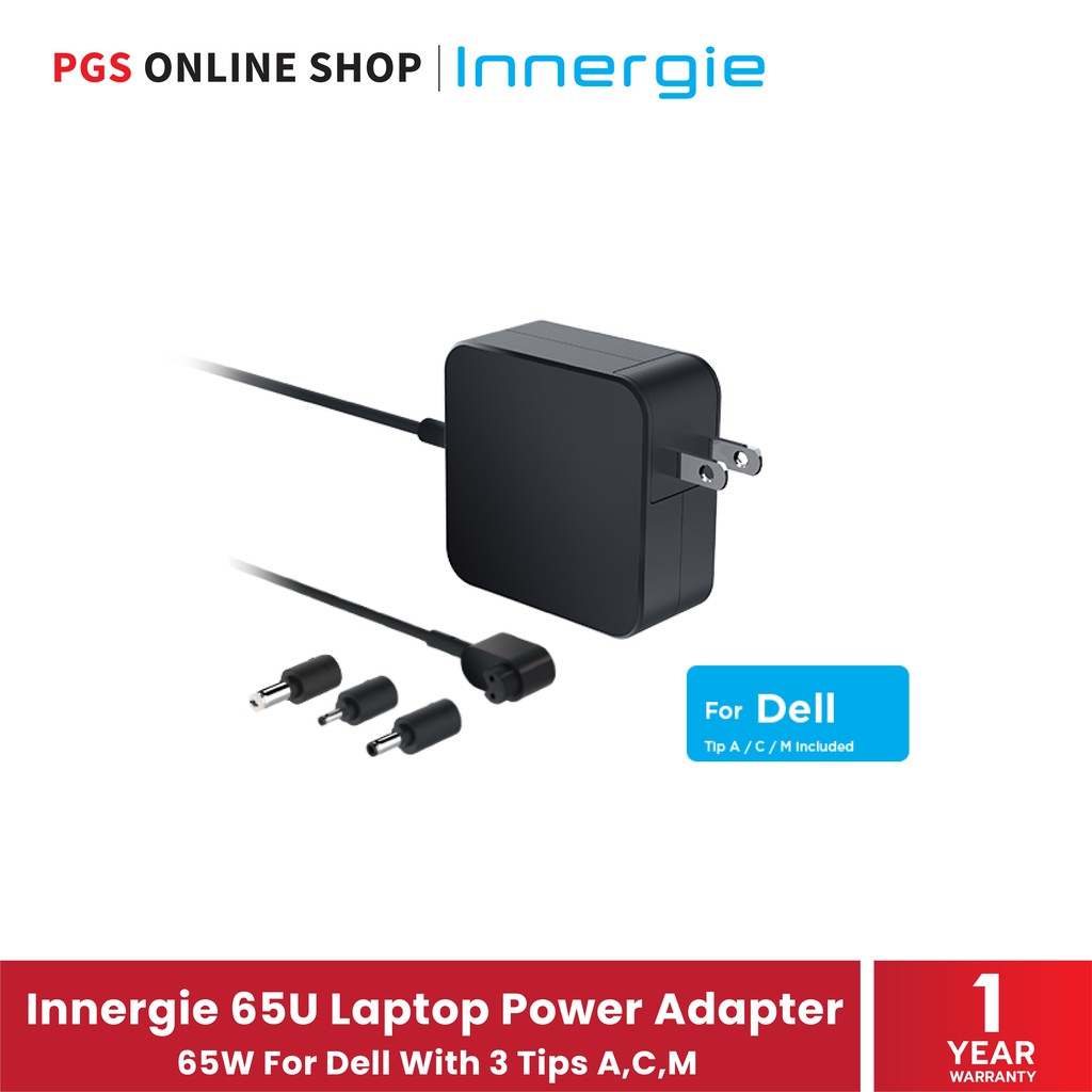 ภาพหน้าปกสินค้าInnergie 65U Laptop Power Adapter 65W สำหรับแบรนด์ Dell มาพร้อมหัวชาร์จ A,C,M (สินค้ารับประกัน 1 ปี)