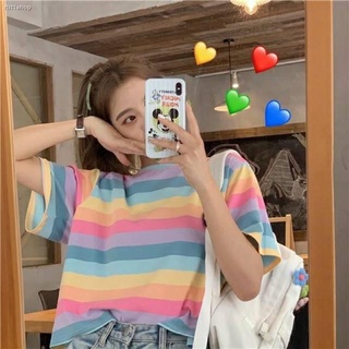 จัดส่งได้ตลอดเวลา😘OversizeT-shirtsCouplerRainbow เสื้อสายรุ้งเป็นแบบสุ่มสีๆ  สวยไม่หลุดเทรนด์ น่ารักสดใส พร้อมส่ง # 958