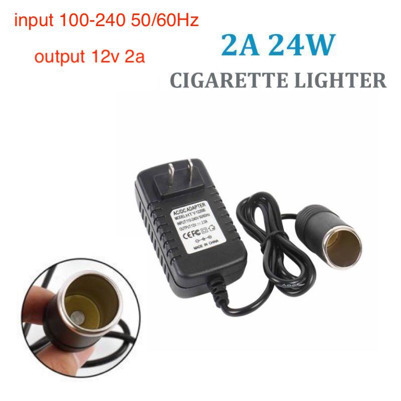 ราคาและรีวิวAdapter แปลงไฟบ้าน 220V เป็นไฟรถยนย์ 12V DC 220V to 12V 2A Home Power Adapter Car Adapter AC Plug ( Black) งานดี