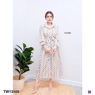 TW13100  เชิ้ตเดรสคอจีนเก๋ๆผ่าข้างนิดๆใส่ได้หลายแบบนะคะเป็นเสื้อคลุมก็สวยจ้า เนื้อผ้าไหมเกาหลีพิมพ์ลาย มาพร้อมสายผูกเอว