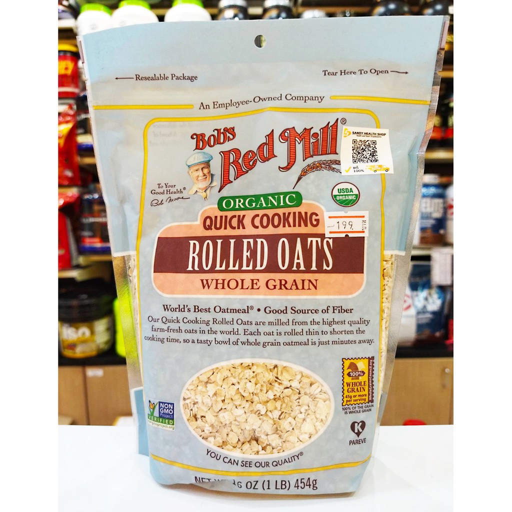 bobs-red-mill-organic-quick-cooking-rolled-oats-16-oz-ขนาด454กรัม