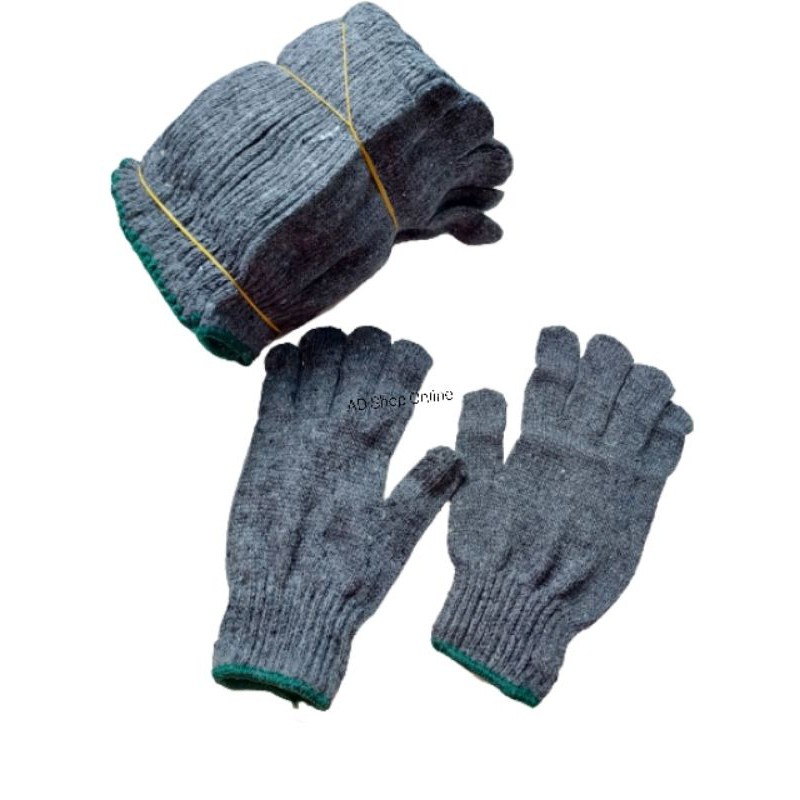 ถุงมือผ้าสีเทาขอบเขียว-อย่างหนา-สำหรับทำสวนทำไร่-งานเกษตร-งานช่าง-ป้องกันความร้อน-12-คู่แพ็ค
