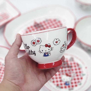 แก้วกาแฟ Hello Kitty แบบมีหูจับ เนื้อเซรามิคหนา อย่างดี ขนาด 4.5 นิ้ว สูง 3.5 นิ้ว