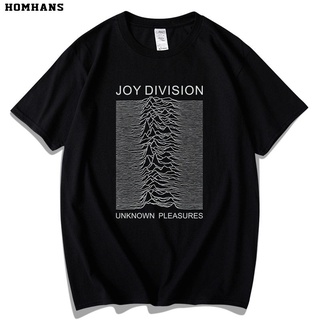 เสื้อยืดโอเวอร์ไซส์สีแดงเกาหลี Joy Division วงดนตรีอังกฤษ Happy Split Nostalgic สไตล์ย้อนยุคผ้าฝ้ายแขนสั้นหลวมขนาดใหญ่S-