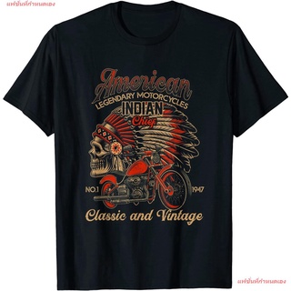 แฟชั่นที่กำหนดเอง แฟชั่นสบายๆ เสื้อ Retro Vintage American Motorcycle Indian For Old Biker Funny T-Shirt Cotton เสื้อยืด
