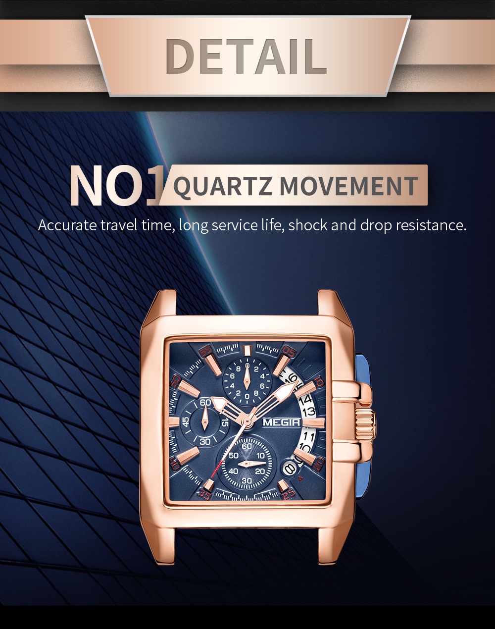 ภาพประกอบของ MEGIR นาฬิกาควอตซ์ สไตล์ธุรกิจ สายสเตนเลส กันน้ำ