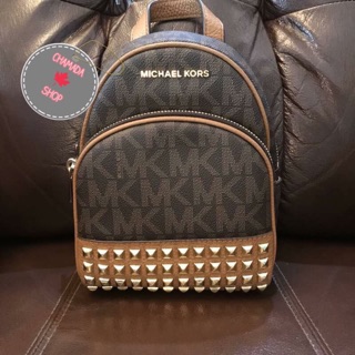 🍃Michael Kors Abbey Extra-Small Signature Studded Backpack Brown