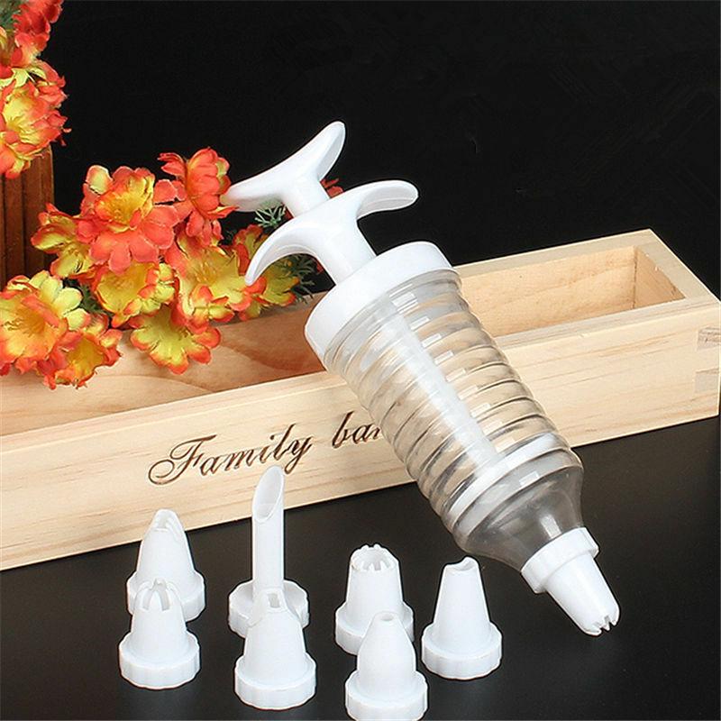 8 Set Nozzles Syringe Pen Cake Pastry Cookie Decorating Cream DIY Baking Tool