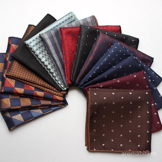 【MABB】ผ้าเช็ดหน้าผู้ชาย ชุดลำลอง ผ้าพันคอสี่เหลี่ยม Pocket Square Plaid