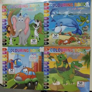Bobestshop Multicolor Colouring Book With Stickers Set ชุดสมุดฝึกระบายสีตามคำสังเซต 4 เล่ม