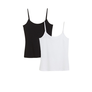 H&M เสื้อสายเดี่ยวเจอร์ซีย์แพ็ค 2 ตัว Woman 2-pack jersey strappy tops 0736870_1