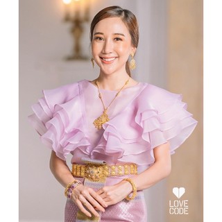 ชุดไทย(เฉพาะเสื้อ)สีม่วงพาสเทลหวานมากกกแบบทันสมัยไม่เชย ใส่แล้วดูสวยหรู
