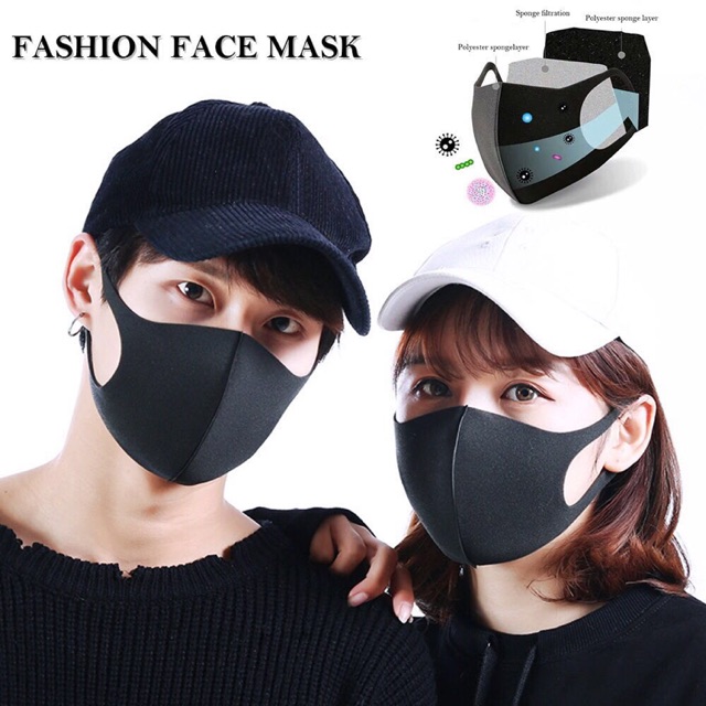 ภาพหน้าปกสินค้าหน้ากากผ้า Anti-bacterial แบบซักได้ รุ่น Smart-Pattern สี Black 1 ชิ้น