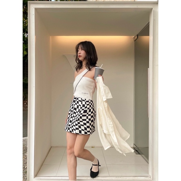 commonness-co-chess-skirt-กระโปรงสั้นทรงเอ