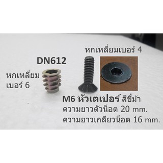 น็อตตัวหนอนฝังไม้-dn612-m6มีปีกบางเพียง0.65mm.-น็อตหนอนฝังไม้-พุกไม้-น็อตฝังไม้เกลียวใน-พุกฝังไม้-พุกตัวหนอนฝังไม้-