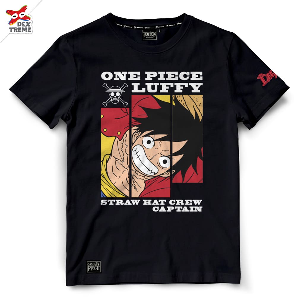 dextreme-เสื้อยืดวันพีซ-t-shirt-dop-1468-one-piece-ลาย-luffy-ลูฟี่-มี-สีดำ-และ-สีกรม