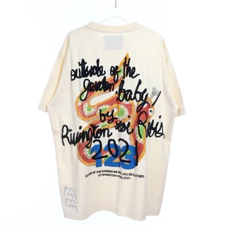 [S-5XL]Rrr123 เสื้อยืด แขนสั้น พิมพ์ลายตัวอักษร โฟม ทรงหลวม สไตล์วินเทจ