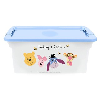 [พร้อมส่ง] POOH กล่องเก็บของฝาล็อก ลายการ์ตูน หมีพูห์ และผองเพื่อน ลิขสิทธิ์แท้ 13 ลิตร วางซ้อนทับได้ สีสันสดใส (สีฟ้า)