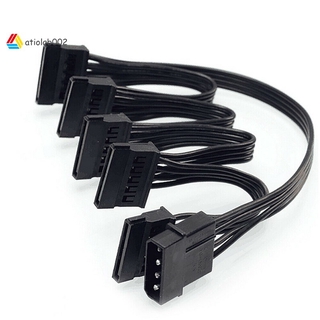 สายเคเบิลพาวเวอร์ซัพพลาย 4 Pin Ide To 5 - Port Molex To Multi Sata Port 18awg สําหรับฮาร์ดไดรฟ์ Hdd Ssd Pc