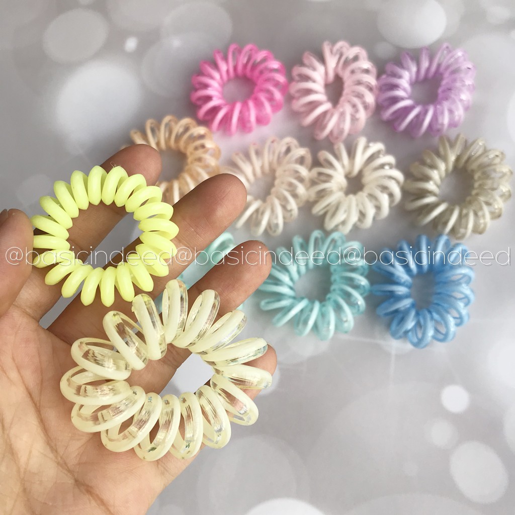 basic-indeed-1-เส้น-ยางรัดผมเกลียวสีหวาน-แบบใสครึ่งเส้น-ขนาดจัมโบ้