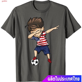 gothic เสื้อยืดลำลอง Dabbing Soccer Boy United States Jersey Shirt - USA Football Popular T-shirts