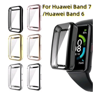 รูปภาพขนาดย่อของเคสกันกระแทก Huawei Band 6,Honor 6,Band 7 นิ่มครอบเต็มหน้าปัดสวยงามมีหลายสีลองเช็คราคา