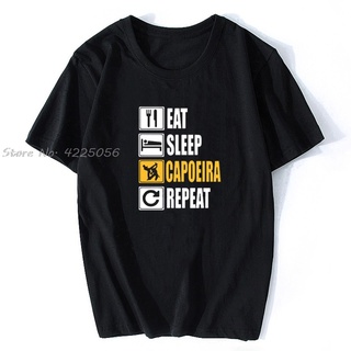 T-shirt  เสื้อยืด พิมพ์ลายกราฟฟิค Eat Sleep Capoeira Repeat สไตล์สตรีท สําหรับผู้ชายS-5XL