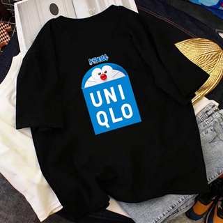 เสื้อยืด Uniqlo แขนสั้นลําลอง ผ้าฝ้าย พิมพ์ลาย Doraemon สําหรับผู้ชาย และผู้หญิง