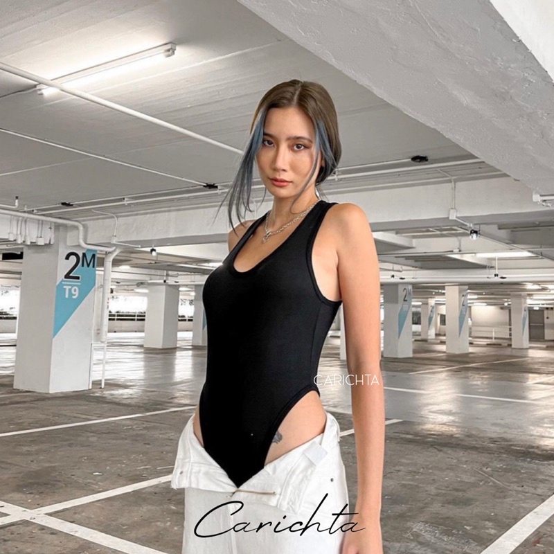 carichta-sexy-high-concave-bodysuit-บอดี้สูทเว้าสูง-บอดี้สูท-ผ้านิ่ม-มีกระดุมที่เป้า-เสื้อกล้าม-เว้าเอว-เสื้อโชว์หลัง