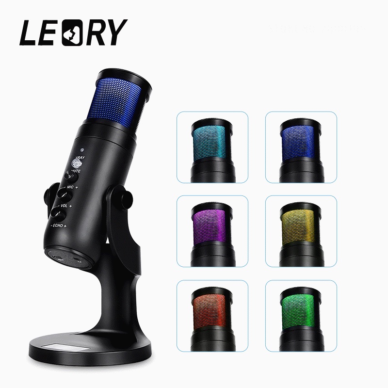 ☁D950 USB Microphone Stand Gaming Live Streaming RGB Light Condenser