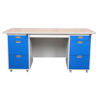 โต๊ะทำงาน โต๊ะทำงานเหล็ก LUCKY WORLD DP-52-33-RG 159.5 ซม. สีน้ำเงิน เฟอร์นิเจอร์ห้องทำงาน เฟอร์นิเจอร์ ของแต่งบ้าน DESK