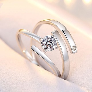 สร้อยข้อมือสไตล์เกาหลีชุบเงิน 925 แหวนคู่ชายและหญิงแหวนเงินเปิด de2-4769