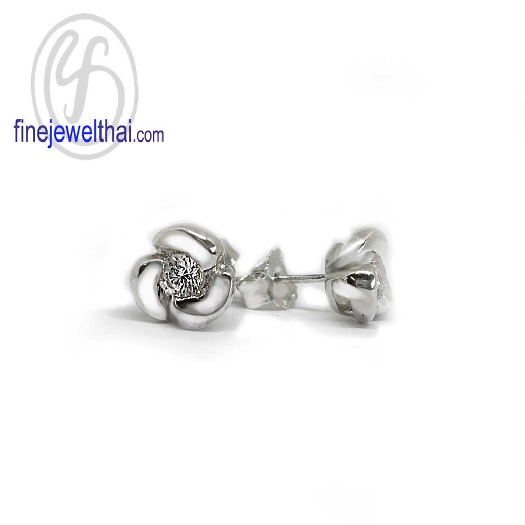 finejewelthai-ต่างหู-ต่างหูเพชร-ต่างหูเงินแท้-diamond-cz-silver-design-earring-e1052cz