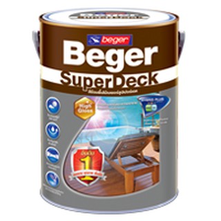 Beger SuperDeck เบเยอร์ ซูปเปอร์เดค ซุปเปอร์เดค สีย้อมพื้นไม้ สีทาพื้นไม้ภายนอก ทนการเหยียบย่ำ ขนาด 1 แกลลอน