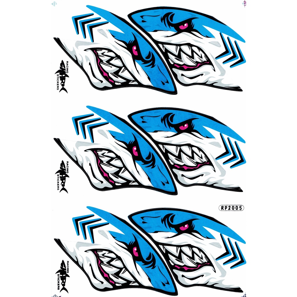สติกเกอร์ฉลามปิศาจ-shark-สีสันสดใส-รอยตัคมชัด-สำหรับแต่งรถติดรถยนต์-รถมอเตอร์ไซค์-หมวกกันน็อคขนาด-27-x-18-cm-จำนวน-1แผ่น